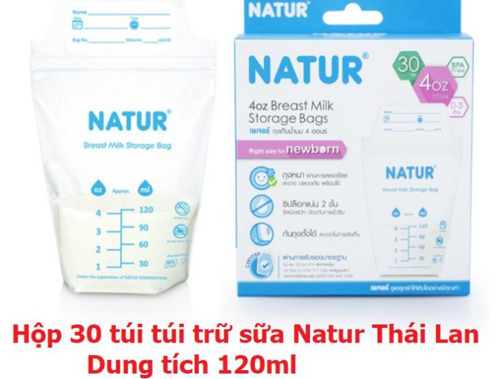 TÚI TRỮ SỮA NATUR THÁI LAN 120ML 30 TÚI- 052